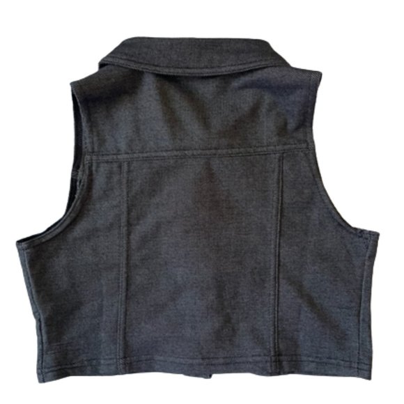 Sleeveless Crop Top Vest with Gold Pyramid Studs. 4 front fasteners. Size M - Picture 2 of 8